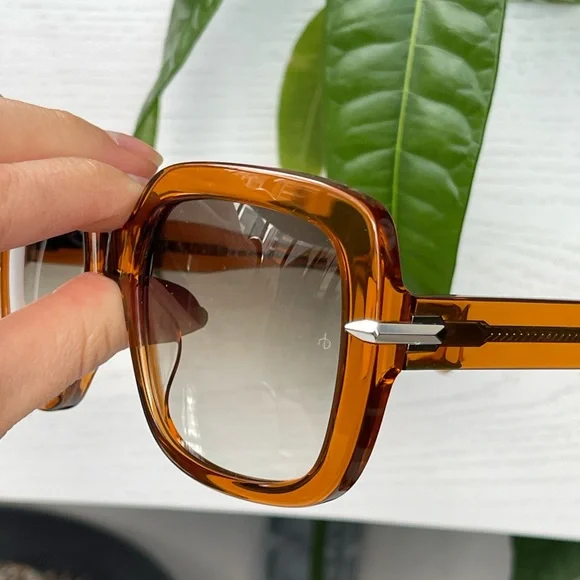 Rag & Bone Square 56mm Oversized Sunglasses with Orange / Brown Frame - Picture 15 of 16